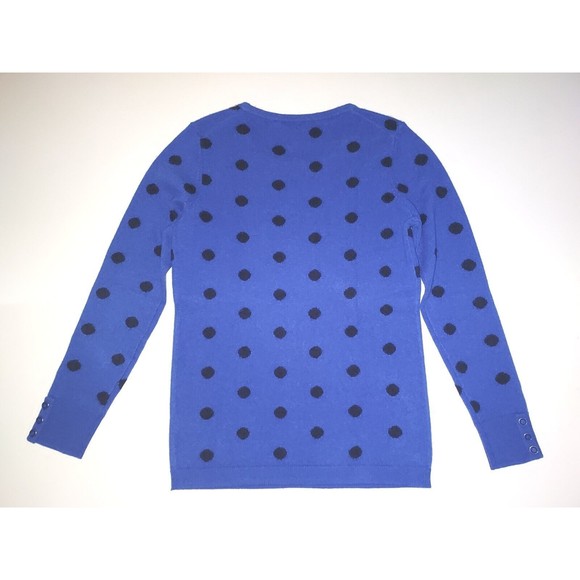 Ladies Talbot 100% Pure Cashmere Royal Blue W/Black Polka Dots Sweater Size P - Picture 7 of 7